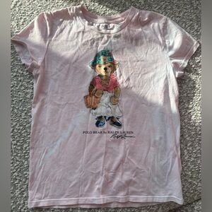 Polo by Ralph Lauren Light Pink Polo Bear Kids Tee sizeL